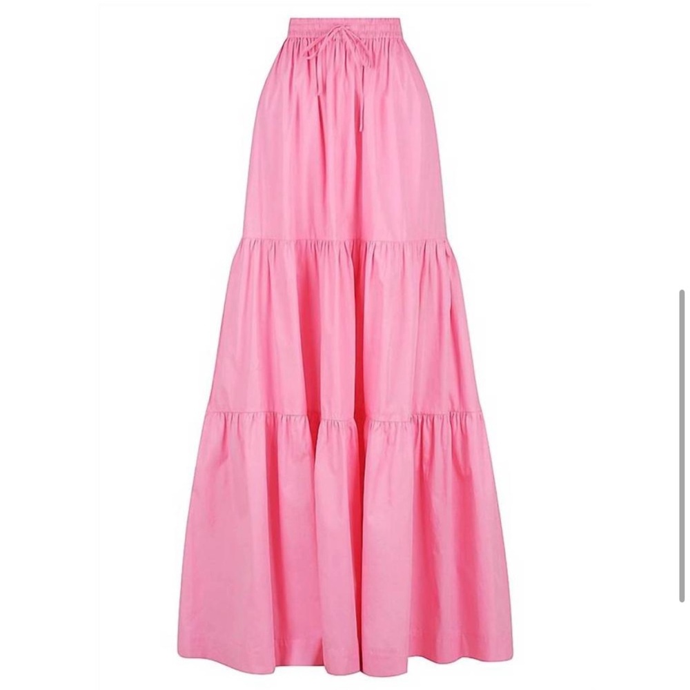 SWF drawstring A line tiered maxi skirt in floss